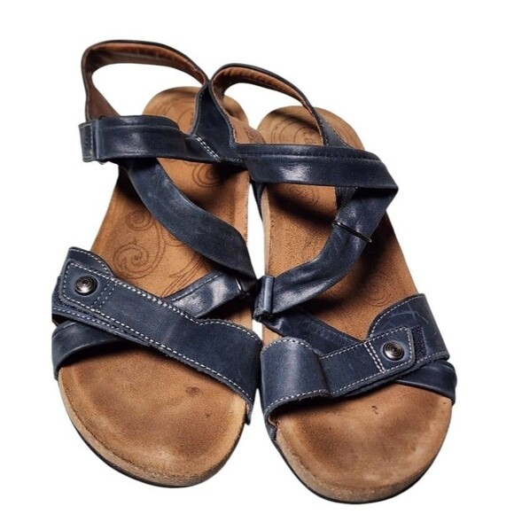 TAOS Trulie Navy Blue Leather Comfort Sandals Size EU 39 US 8 - Picture 2 of 7